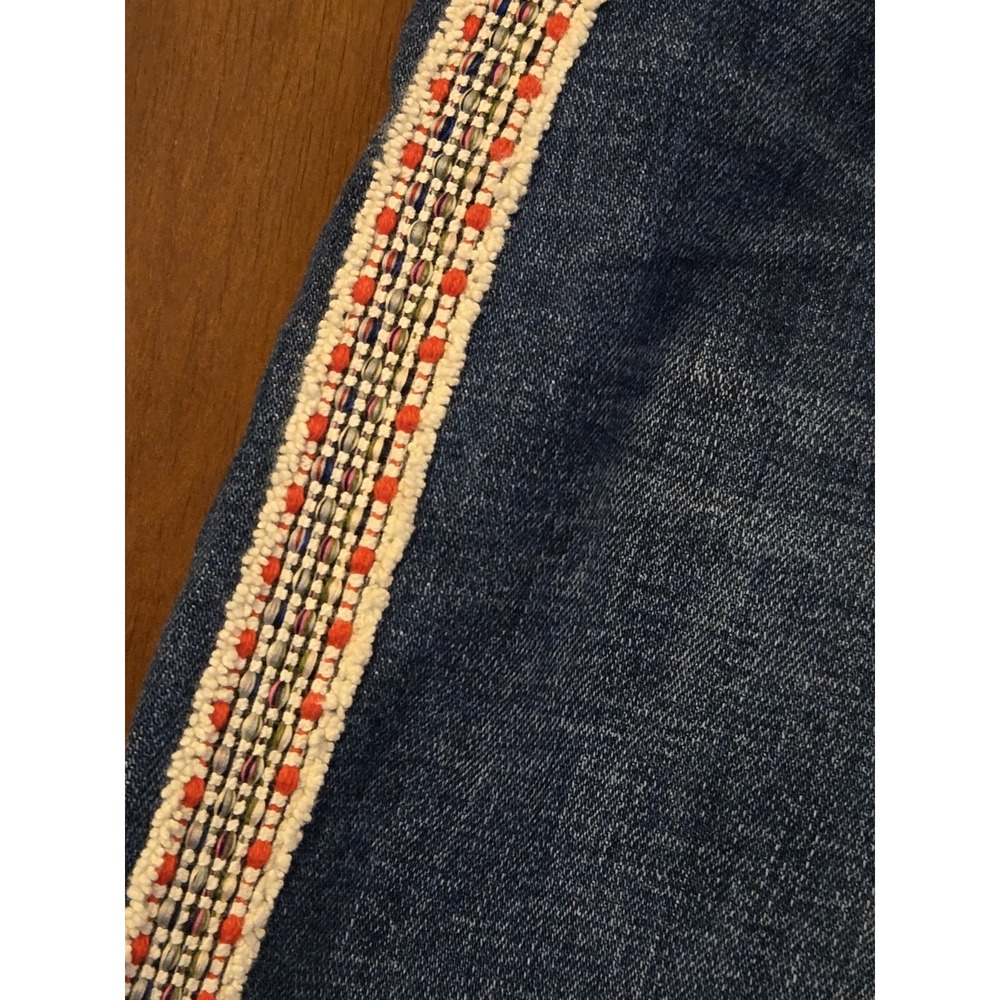 Anthropologie Pilcro Jeans Women 27 Petite Slim Boyfriend Crop Striped Side Boho - Picture 3 of 11
